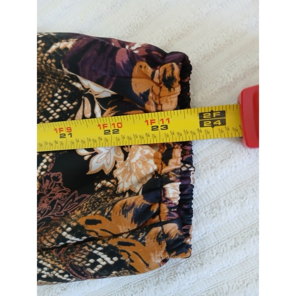 Marc New York Women's Blouse Tunic Brown & Purple Floral Long Sleeve Bohemian - Picture 14 of 16